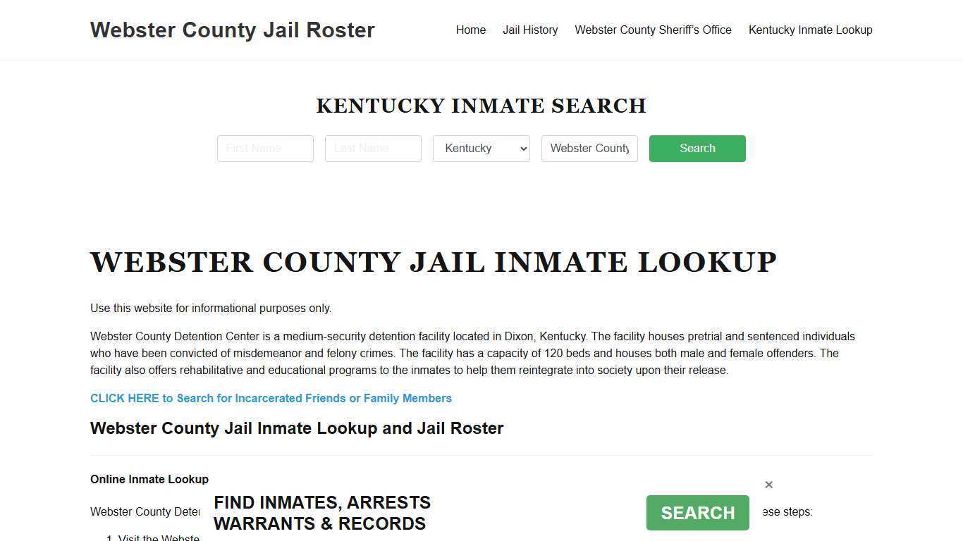 Webster County Jail Roster Lookup, KY, Inmate Search